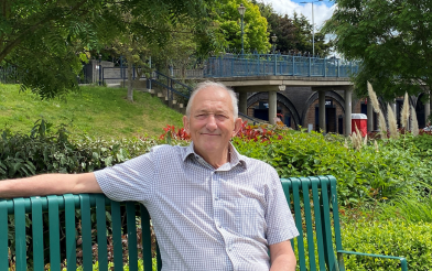 Pip Allnatt, Leader of the Council, sitting outside Parkside