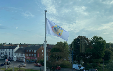 Windrush flag outside Parkside