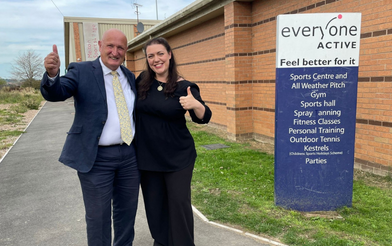 Joe Orson and Alicia Kearns outside Melton Sports Village